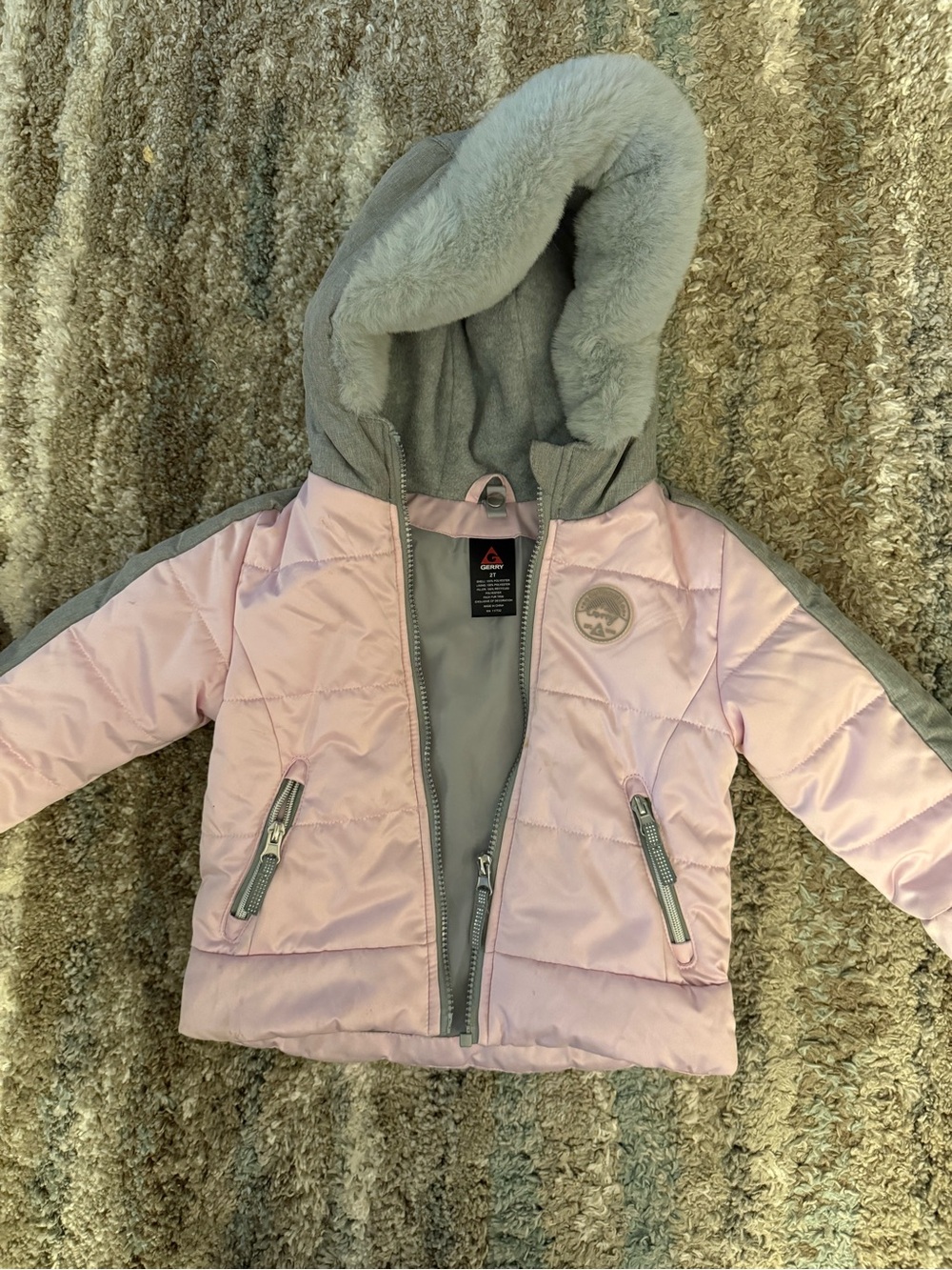 Gerry Weber Pink and Gray Kids Hooded Puffer Jacket
